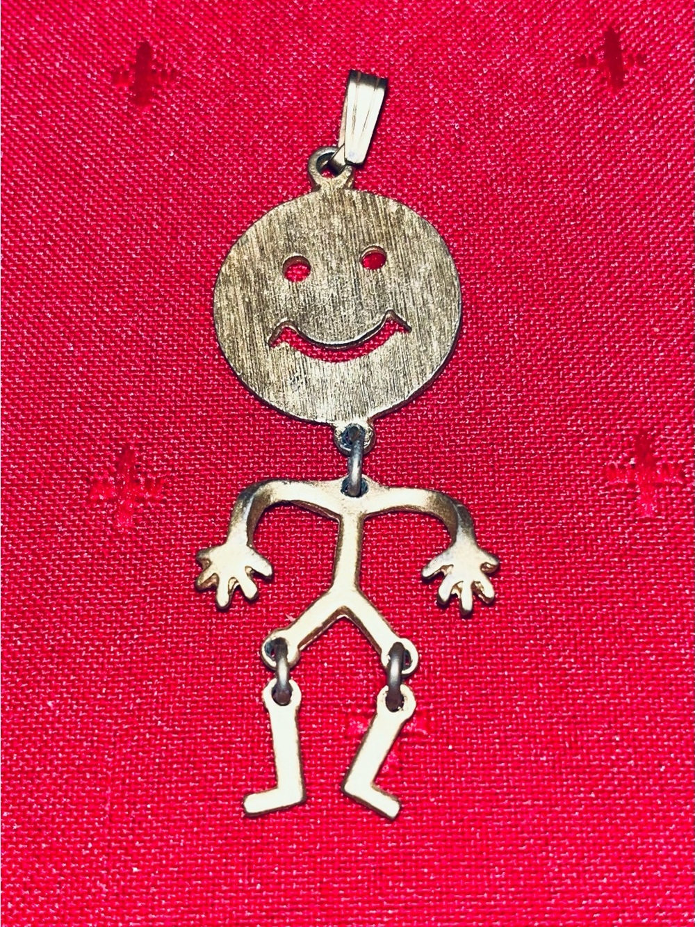 Smiley Stick Figure Metal Pendant in Gold